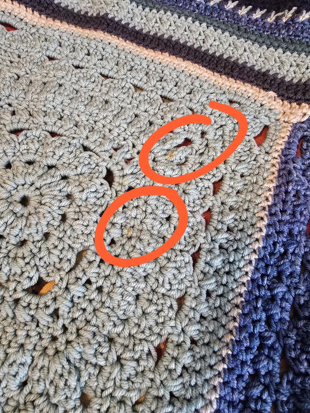 Handmade Crochet Throw Blanket in Blue Tones - Picture 10 of 13